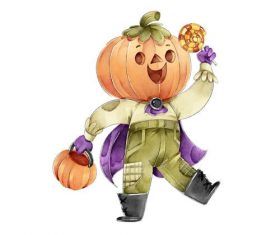 Halloween pumpkin people cartoon vector