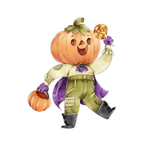 Halloween pumpkin people cartoon vector