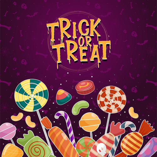 Halloween various candies vector