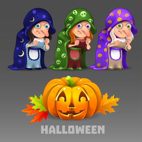 Halloween witch set vector
