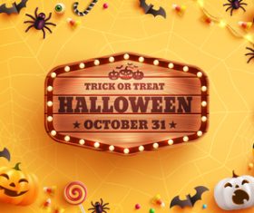 Halloween wooden billboard vector