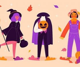 Hand-Drawn halloween character collection vector
