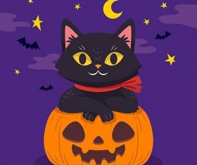 Hand-drawn design halloween cat vector