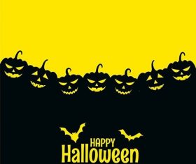 Happy Halloween Scary Card with Bats and Pumpkin vector