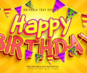 Happy birthday font text effect in vector