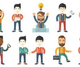 Happy cartoon flat character vector