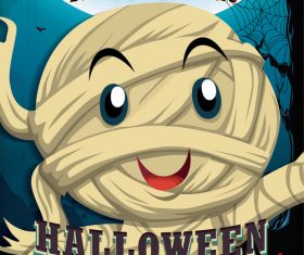 Happy little zombie halloween poster vector
