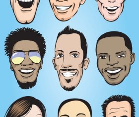 Happy men faces vector