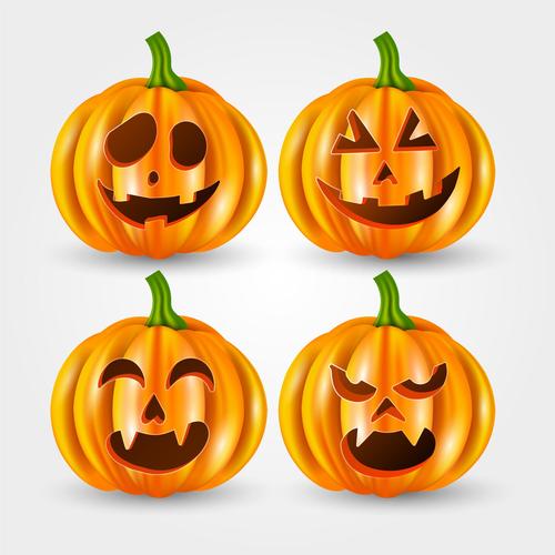 Happy pumpkin emoji halloween card vector