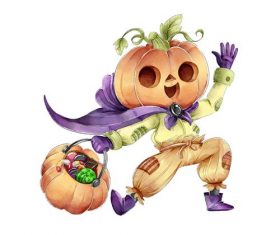 Happy pumpkin people cartoon vector