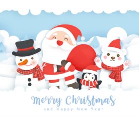 Happy santa and snowman vector