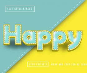Happy two-color editable font effect text vector