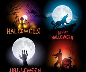 Haunted house and cemetery halloween illustration vector