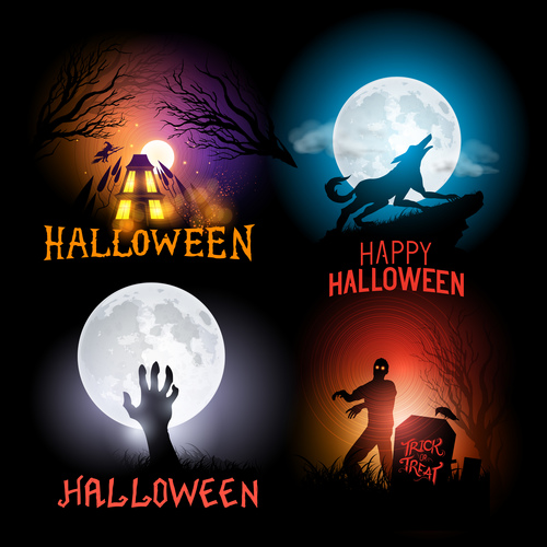 Haunted house and cemetery halloween illustration vector