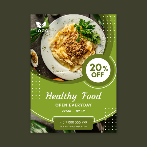 Healthy food open everyday flyers vector