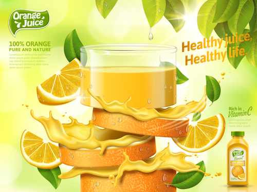 Healthy juice advertising vector