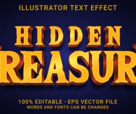 Hidden treasure editable font effect text vector