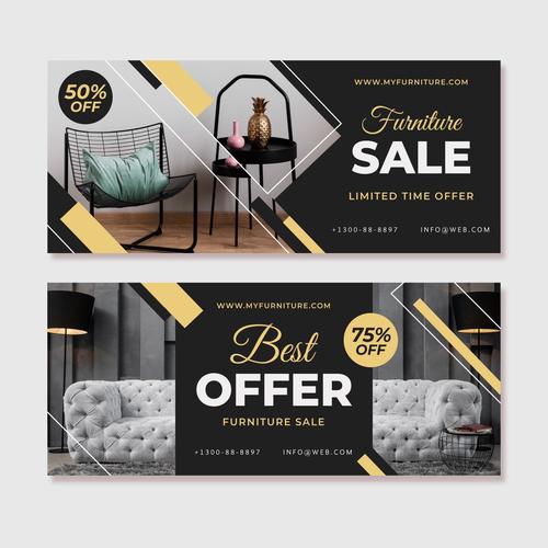Holiday furniture promotional flyer vector