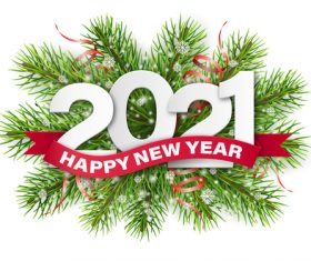 Holly branches decoration background 2021 new year vector