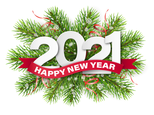 Holly branches decoration background 2021 new year vector