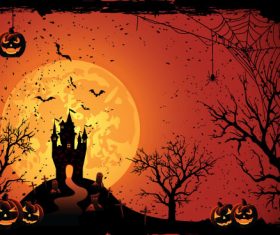 Illustration halloween night castle vector