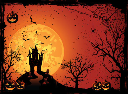 Illustration halloween night castle vector