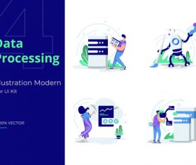 Illustration set Data Processing vector