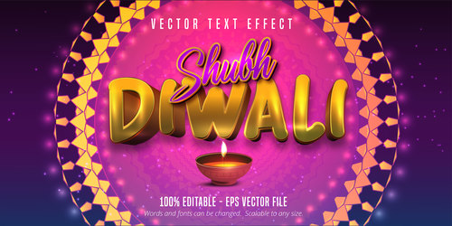 Indian Diwali editable font effect text vector