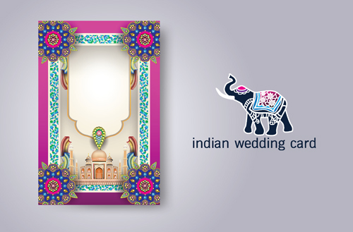 Indian wedding card vector