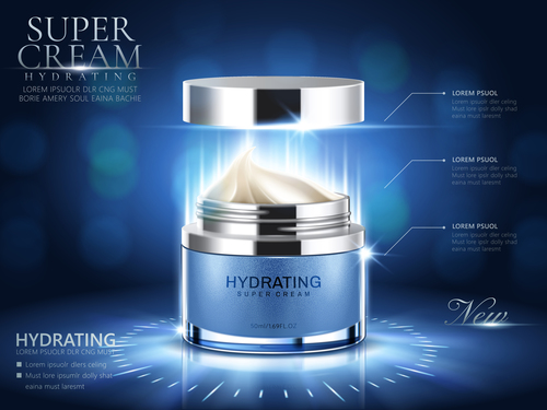 Introduction to hydrating skin care products advertising vector