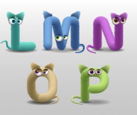 L fur monster alphabet vector