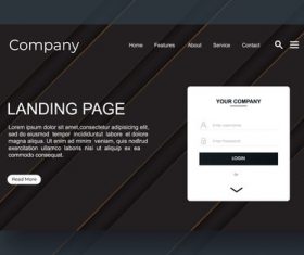 Landing page with abstract background vector