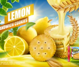 Lemon sandwich cookies advertising vector
