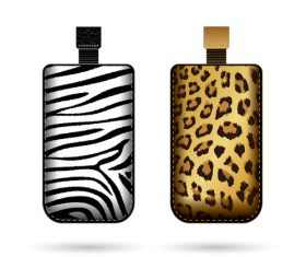 Leopard print mobile phone set vector