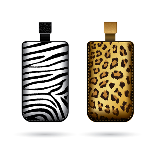 Leopard print mobile phone set vector