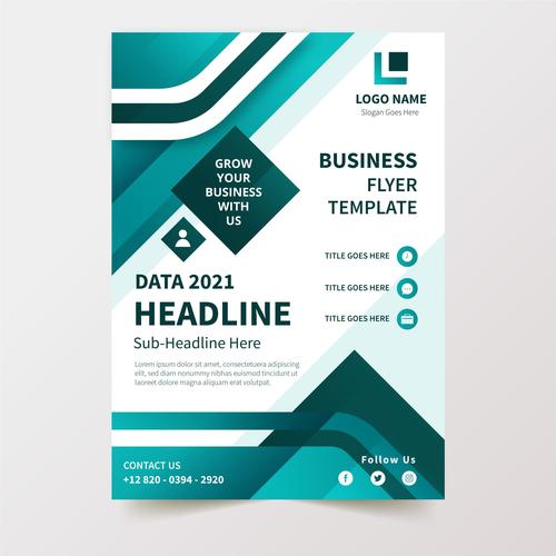 Light green geometric background business flyer design vector free download