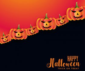 Lined Up Pumpkins Halloween Card Vector