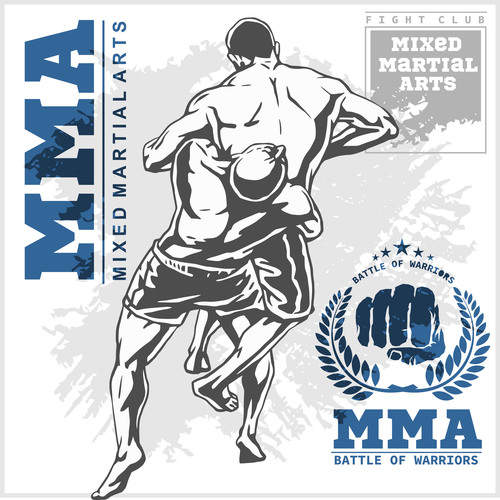 MMA fighting illustration vector