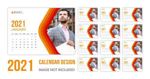 Male cover 2021 wall calendar vector