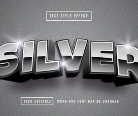 Matte silver font editable font effect text vector