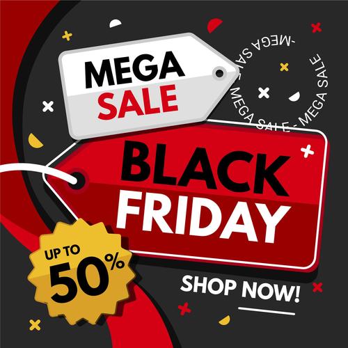 Mega sale black friday vector