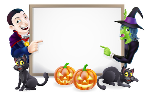 Men and women zombies and whiteboard vector