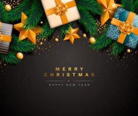Merry christmas and gift box vector
