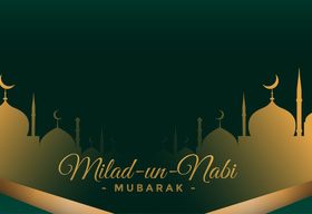 Milad un nabi with mosque design silhouette banner vector