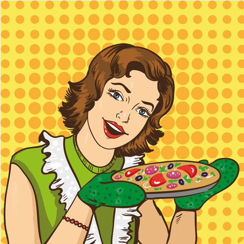 Mom made pizza vector