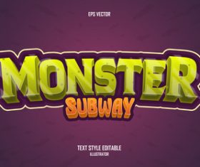 Monster subway editable font effect text vector