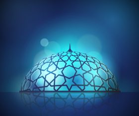 Mosque dome for islamic background design vector