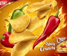 New flavor potato chips advertising vector