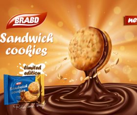 New flavor sandwich biscuits advertising vector