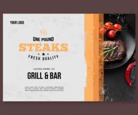 One pound steaks restaurant flyer vector